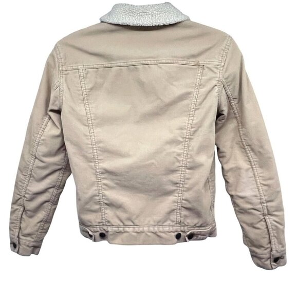 Levis Mens Tan Corduroy Button Up Trucker Jacket Small Sherpa Lined Flap Pockets - Picture 2 of 8